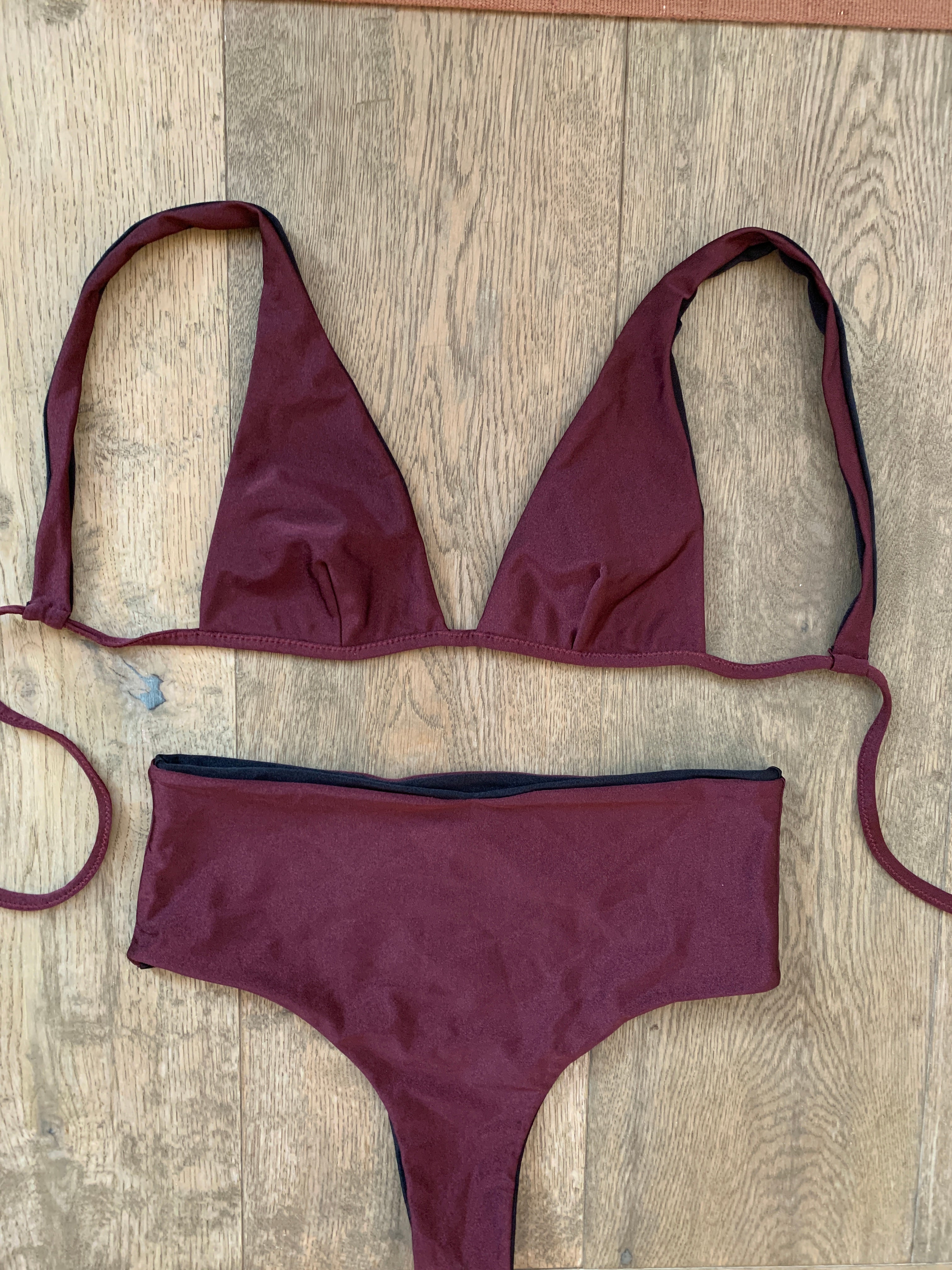 Tulum Bikini - Reversible (Nero / Melanzana)