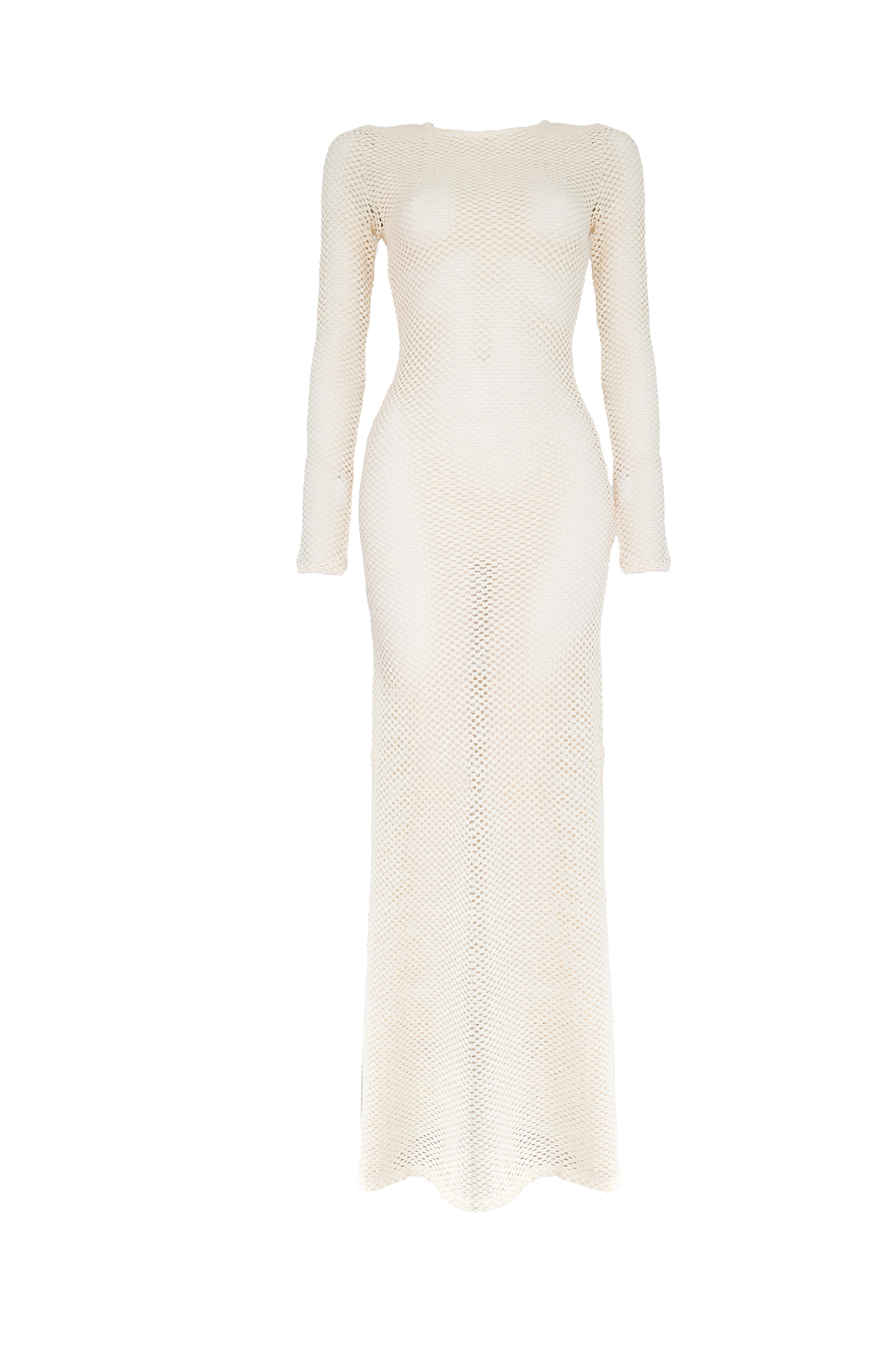 Abito Lungo Sfoderato Crochet Maniche Lunghe