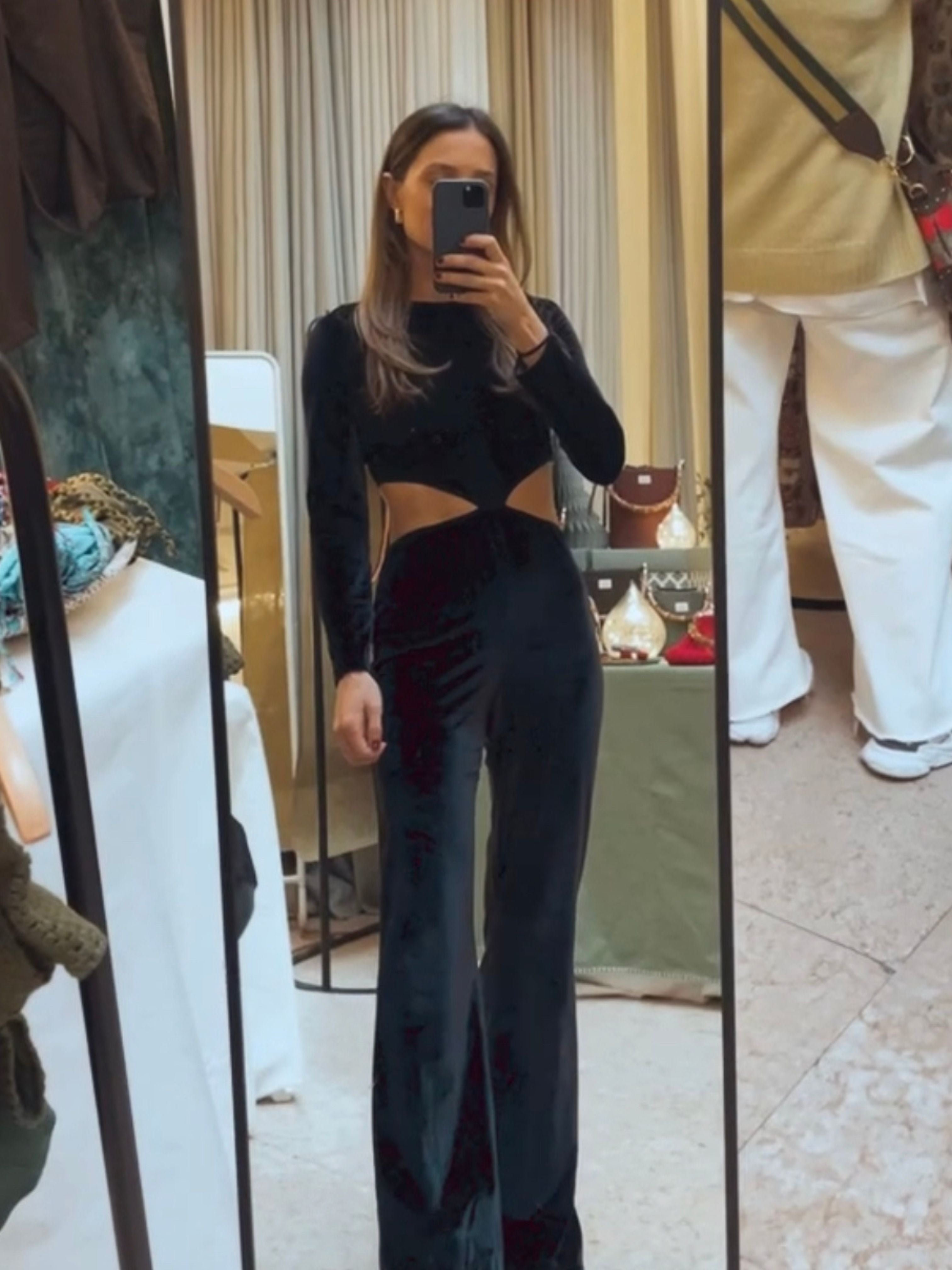 Velvet Jumpsuit - Lateral Cut Out