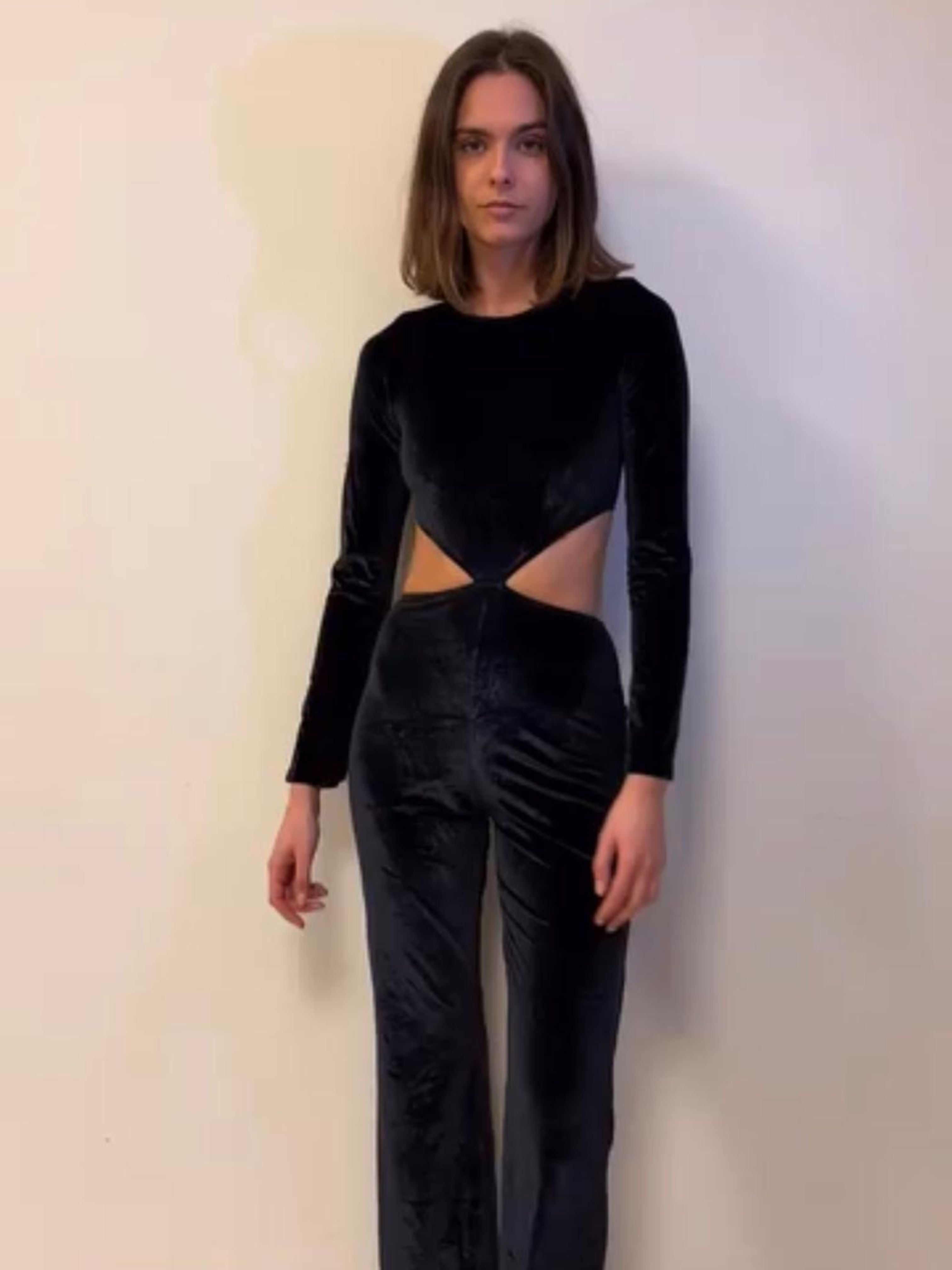 Velvet Jumpsuit - Lateral Cut Out